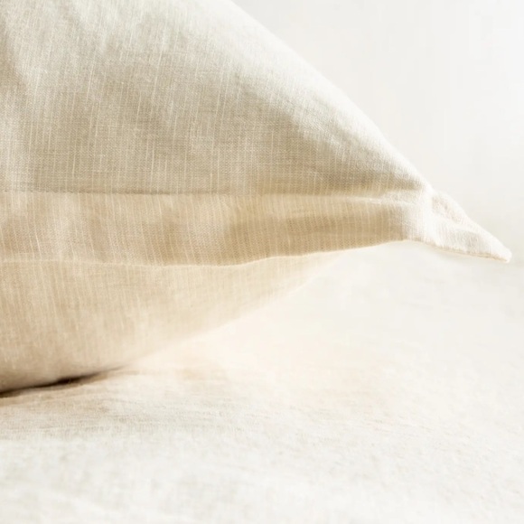 QUINCE European Linen Stripe Euro Sham Natural White Mini Pinstripe 1148 1450 - Picture 4 of 11